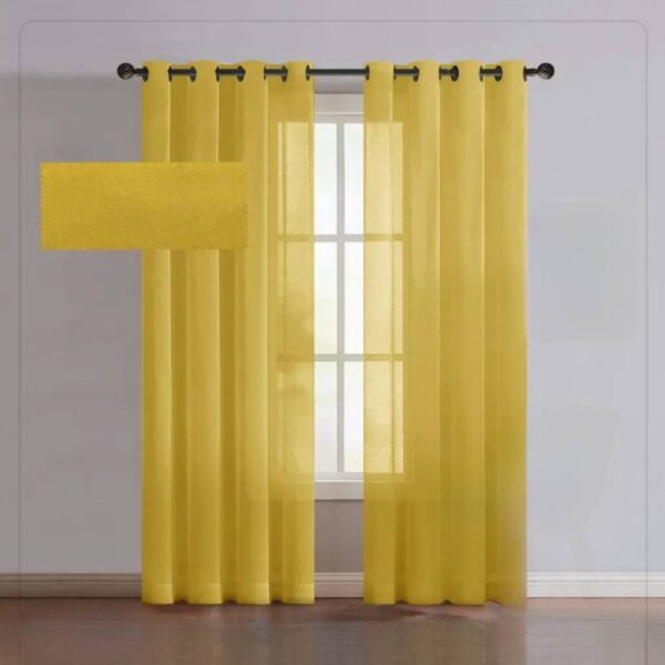 پرده آماده حریر ساده زرد