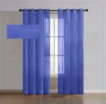 پرده آماده حریر ساده آبی تیره(Dusk)