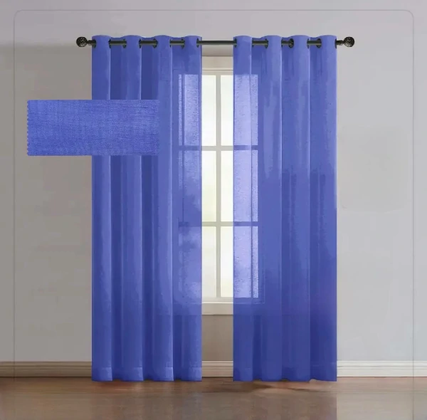 پرده آماده حریر ساده آبی تیره(Dusk)