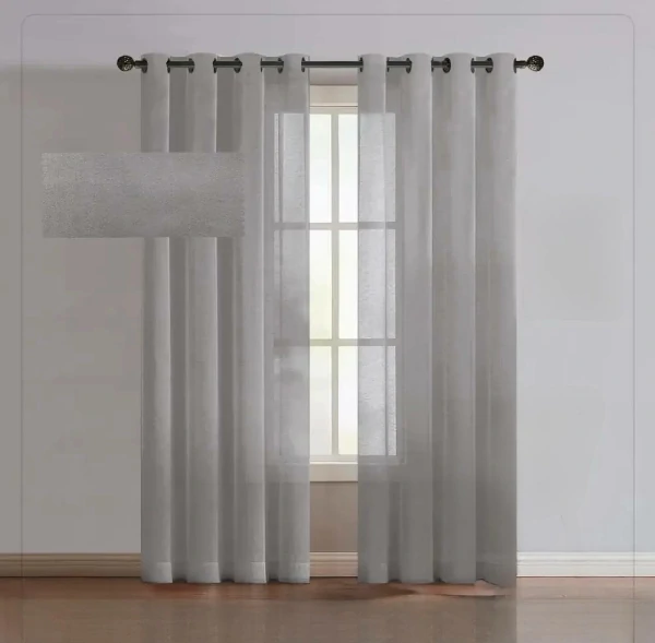 پرده آماده حریر ساده خاکستری(Grey)