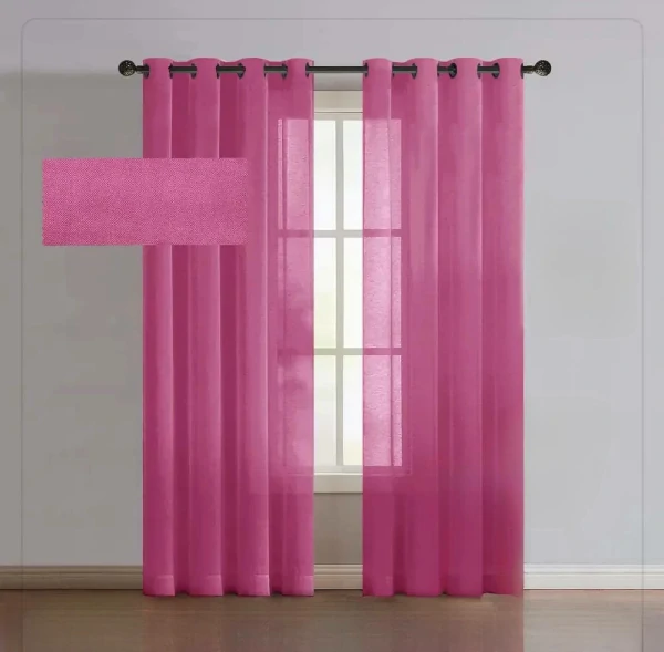 پرده آماده حریر ساده صورتی خاص