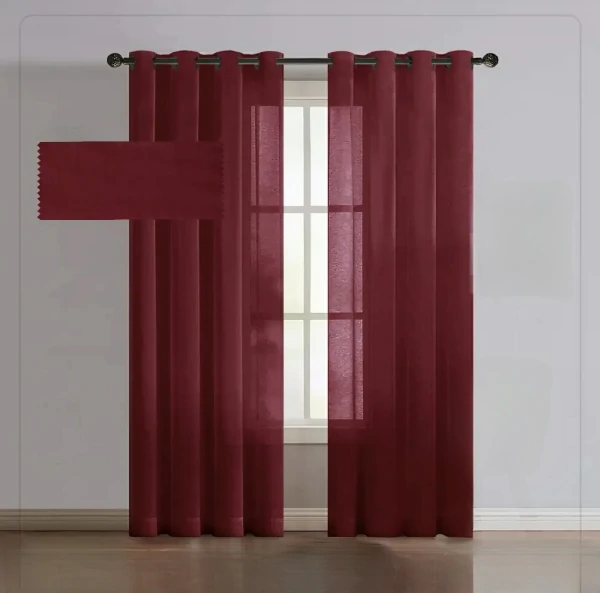 پرده آماده حریر ساده قرمز شرابی(Wine Red)