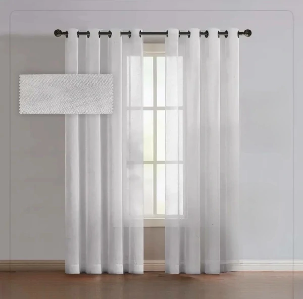 پرده آماده حریر ساده رنگ سفید