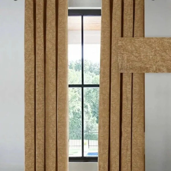 پرده آماده مخمل شانل صورتی کالباسی