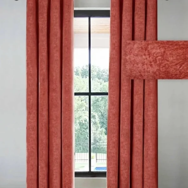 پرده آماده مخمل شانل آجری